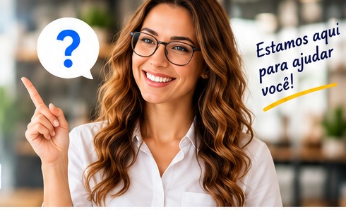 Atendente apontando uma dúvida, recorte da arte original