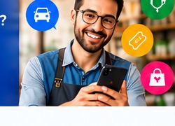 Homem com o celular, recorte da arte original