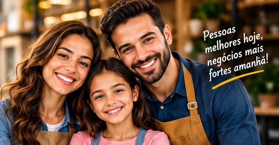 Família sorrindo, recorte da arte original